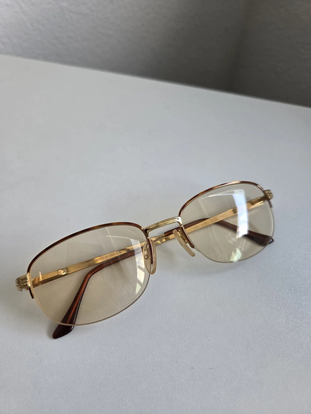 YSL Gold Tortoise Half Rim Eyeglasses